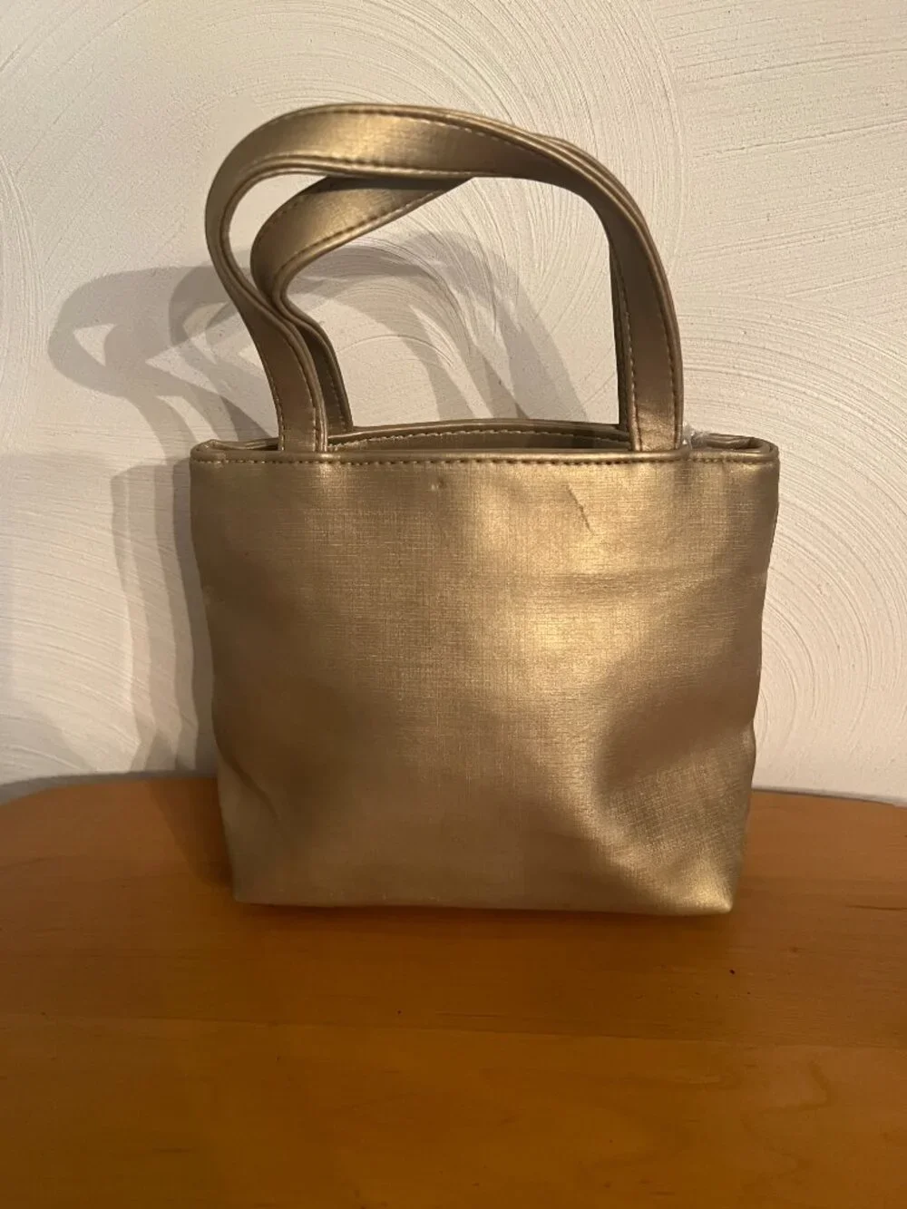 Vintage Mini Tote Makeup Evening Bag Gold 1990s